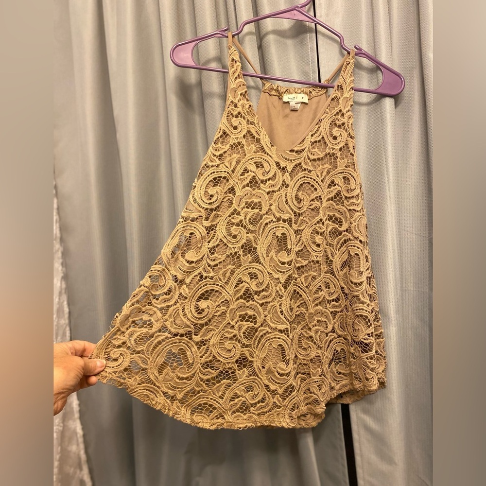 $15 sale Love J  S Crochet Embroidered Deep V Neck Double Layer Tank Top Boho